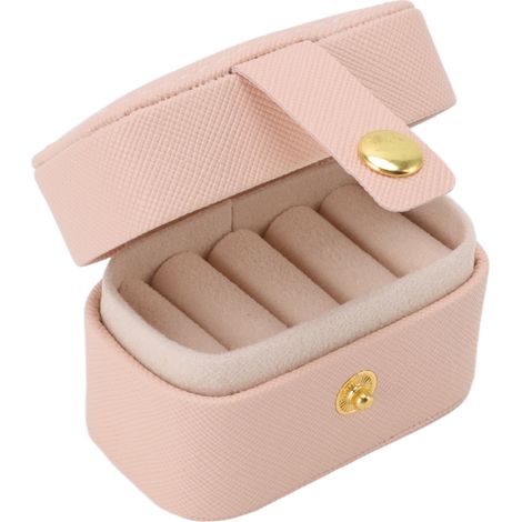Mini coffret à bagues en cuir PU rose, boîte à bijoux de voyage pour boucles d’oreilles, organiseur de petits accessoires (1/5)