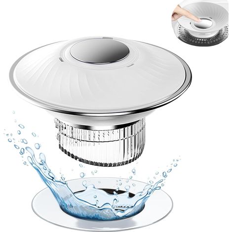Bouchon de Lavabo Pop-Up Universel,Filtre de Lavabo,Anneaux D'étanchéité élastiques en Silicone,Bonde De Lavabo,Anti-Odeur,pour Lavabo Cuisine Blanc(27-40mm) (1/5)