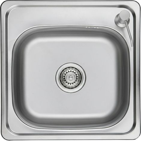 Lavello a vasca singola 47,5x47,5, con dispenser di liquidi, a destra, cromato, in acciaio. (1/3)