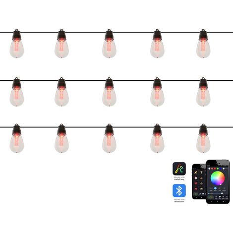 Cadena de luces LED con 15 luces que cambian de color controladas por aplicación 1150 cm con temporizador mando a distancia multicolor Itilleq