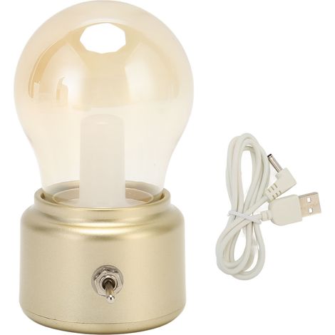 Lampe de chevet vintage USB rechargeable, ampoule LED économe en énergie, lumière d'ambiance dorée pour chambre ou bar (1/5)