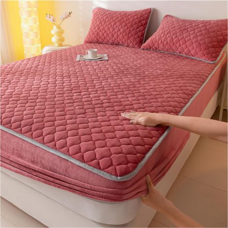 Housse de Protection de Matelas Matelassée Épaissie avec 2 Taies d'Oreiller,Draps Élastiques Tout Compris,Décor Chambre à Coucher,150x200cm (1/5)