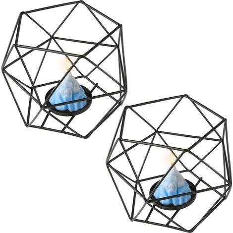 Black Geometric Decor Candle Holders, 2 Tealight Holders, Metal Geometric Stands, Pillar Candle Holder Centerpieces for Wedding Tables Decoration, Ceremony (1/5)
