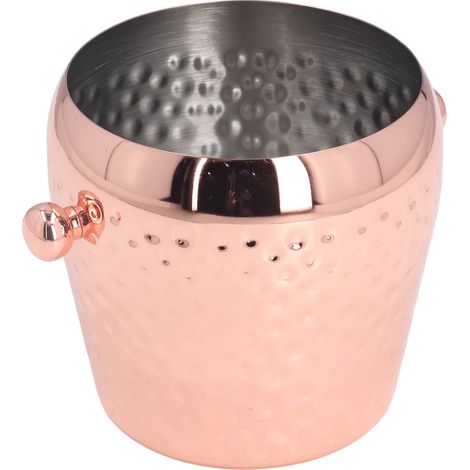 Seau à glace métal martelé 1000ml, acier inoxydable cuivré, pichet à glaçons pour bar, seau à boissons martelé (cuivre) (1/5)