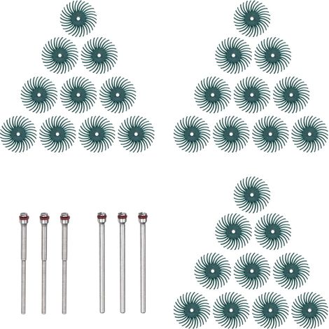 Juego de 30 discos de cerdas radiales de 1", cepillo abrasivo de grano 80 para detalles, ruedas de pulido surtidas con mandriles de 1/8" y 3/32" para pulir y limpiar, color verde (1/5)