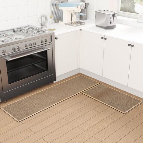 Lot de 2 tapis de cuisine antidérapants – 50x80 cm et 50x150 cm – Lavables – Absorbants – Dos caoutchouc (1/5)