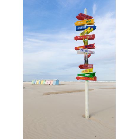 Tableau sur toile panneaux plage Friville-Escarbotin 45x65 cm - Impression sur Toile Murale Décorative - Image imprimée en HD sur Toile - Toile sur Châssis en Bois FSC - Fabriqué en France (1/5)