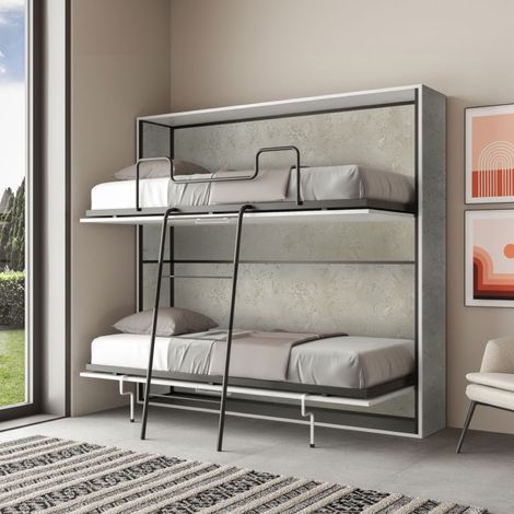 Letto a castello a scomparsa orizzontale NABOR Grigio 200x39xh191 cm (1/5)