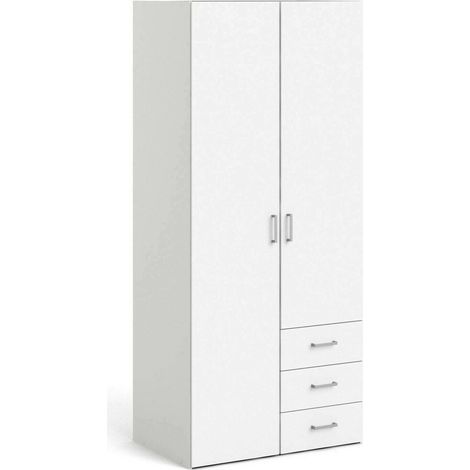 Dmora - Guardaroba 2 ante Arci, Mobile camera da letto, Cabina armadio portabiti, Armadio appendiabiti, 77x49 h175 cm, Bianco (1/5)