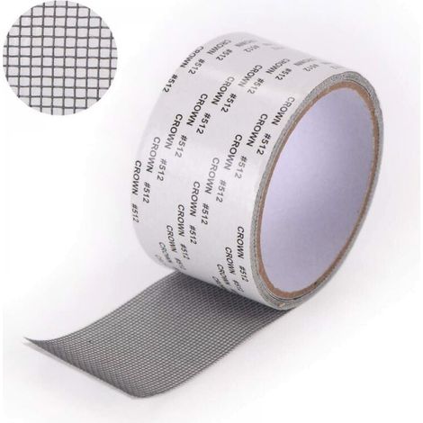 Fenstergitter-Reparaturband – 5 cm x 2 m, selbstklebend, aus Fiberglas und PET, für Fliegengitter, Türen, Zelte, Fenster und Schwimmbecken – wasser- und UV-beständig (grau) (1/4)