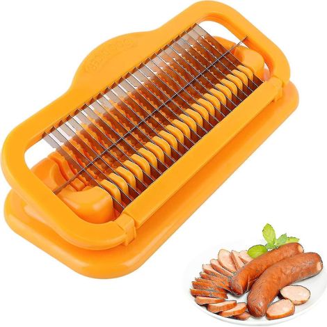 Coupe-saucisses, trancheuse à bananes durable en acier inoxydable, coupe-saucisses multifonctionnel pour hot-dogs, jambon et saucisses (1/4)