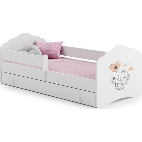 Letto per bambini FALA con cassetto e sponda 140x70 Elefante