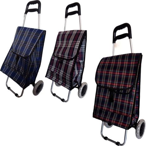 TrAdE Shop Traesio - Carrello Per La Spesa Pieghevole Carrellino Con 2 Ruote Varie Fantasie - (1/4)