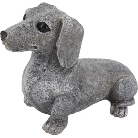 Figurine de teckel en résine, sculpture de teckel, statue décorative d'extérieur, cadeau pour les amoureux des chiens, pour jardin, terrasse, pelouse, cour, maison ou bureau. (1/5)