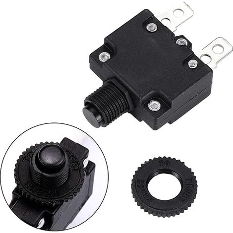 Thermal Circuit Breaker 10A Thermal Overload Protection 125-250V AC 50V DC 10A Push Button Circuit Breaker Manual Reset (1/4)