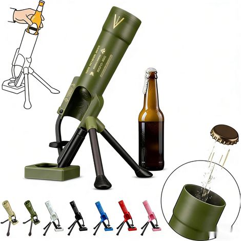 Décapsuleur de bière au design mortier, éjection automatique des capsules avec mécanisme à pression, décapsuleur amusant et amusant, ouvre-bouteille mains libres (vert, 1 pièce)