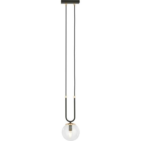 Lampada a Sospensione Glam, Acciaio verniciato a polvere, Vetro, Nero, 15x115x15 cm (1/5)