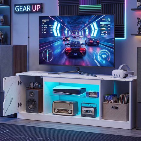 TV Stand with LED Lights & Adjustable Shelf for 65" TVs (1/5)