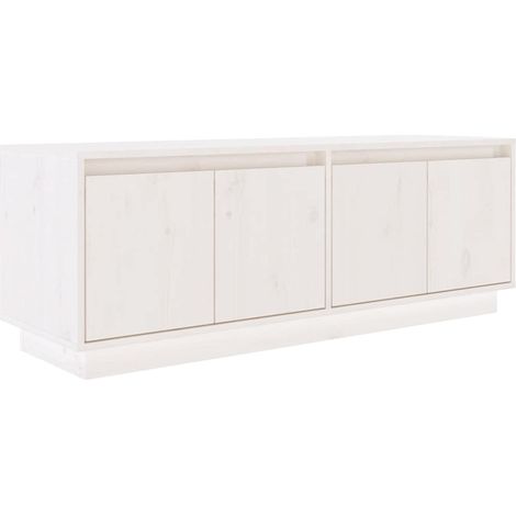 vidaXL TV Cabinet White 110x34x40 cm Solid Wood Pine (1/5)