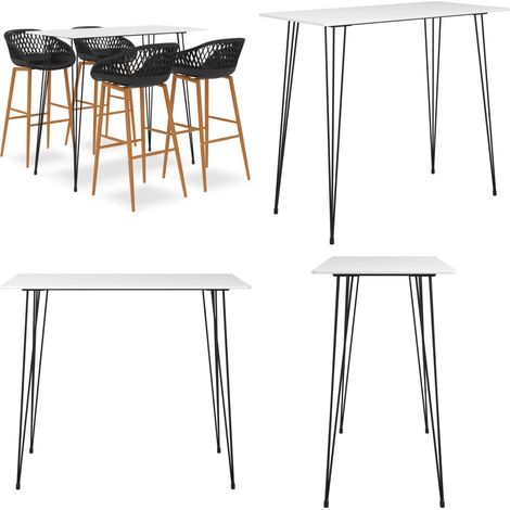 5-tlg. Bar-Set Weiß und Schwarz - Bar Set - Bartisch - Barhocker - Kücheninsel - Wohnzimmer Dekoration - Home & Living (1/5)