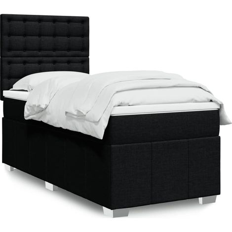 Boxspringbett mit Matratze Schwarz 100x200 cm Stoff