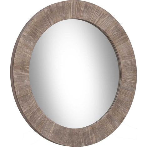Espejo de madera marrón D80x3.5h cm