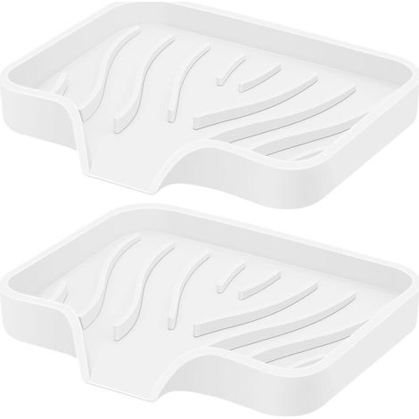 Silikon-Seifenschale mit Ablauf, Küchenseifenablage für Dusche, 2er-Pack selbstentleerende Seifenschale, weiche Badezimmer-Seifenhalter für Küchenspüle, tragbare, flexible Seifenablage, weiß (1/5)