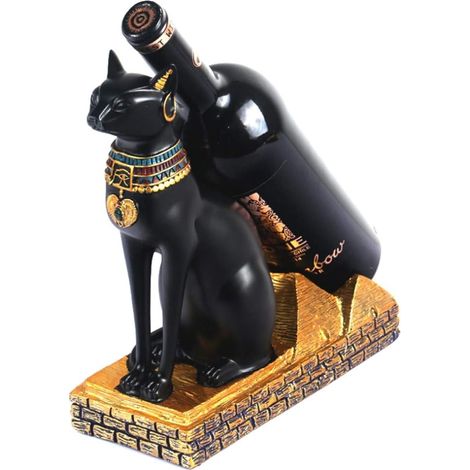 Porte-bouteilles de vin en résine - Cadeau pour cuisine, chambre (résine - Bastet) (1/5)
