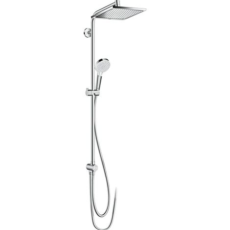 Colonne de douche à économie d'eau, Kit de douche avec inverseur, pommeau de douche, tuyau, barre, douche à effet pluie avec 1 type de jet, chromé, 27289000 (1/5)