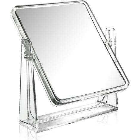 Miroir grossissant de maquillage transparent 15x17 cm – Verre et PMMA – Pivotant 3x – Organisateur pratique pour salle de bains – Metaform