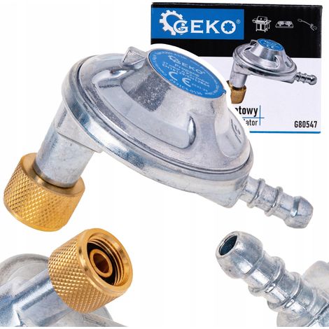 Geko Réducteur de gaz angulaire argent 37 mbar 1,5 kg/h (1/3)