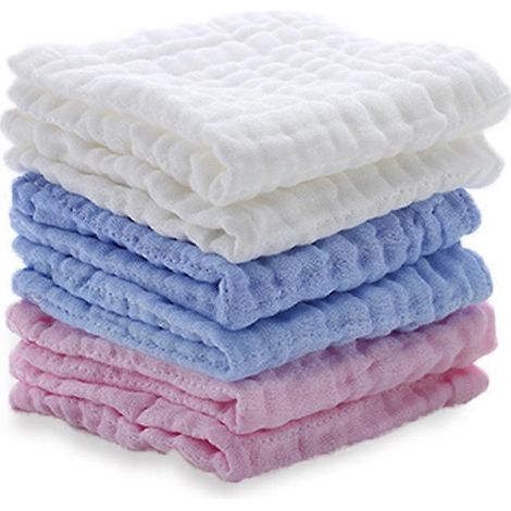 Lot de 6 serviettes pour bébé 100 % coton : foulard, lange, serviette de bain, mouchoir, gant de toilette, lingette pour le visage et le corps. (1/2)