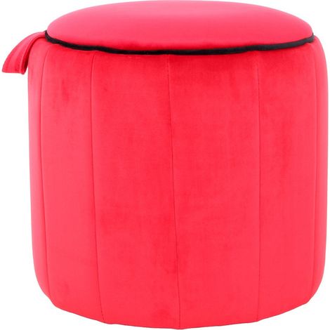 Pouf contenitore Reese in velluto rosso (1/3)