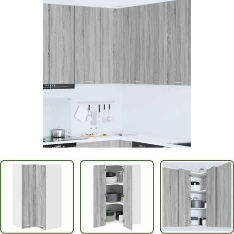 Küchenschrank - Hängeschrank mit Speicher Grau Sonoma und Weiß 57 x 57 x 100 cm (1/5)