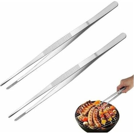 Lot De 2 Pinces De Cuisine En Acier Inoxydable De Qualité Alimentaire 30 Cm,Pince à Viande Avec Surface De Préhension Rainurée,Brucelles De Barbecue Multifonctionnelles,Pince Pour La Cuisine (1/5)