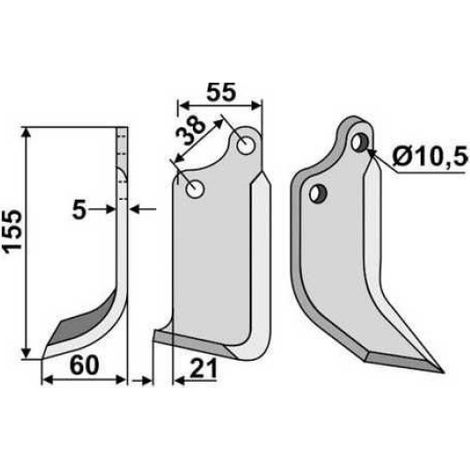 Paire outils de fraises Agria 12868, 12869 L.155 mm (1/5)
