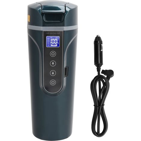 Bouteille chauffante électrique 500ML pour voiture, écran intelligent 12V/24V, tasse isolante verte (1/5)
