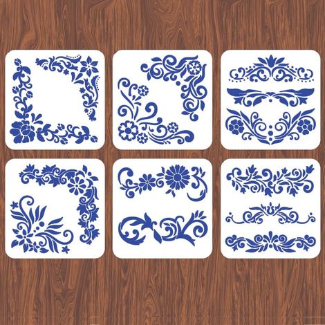 Lot de 6 pochoirs mandala réutilisables de 20 x 20 cm pour peinture sur bois - Pochoirs mandala flexibles réutilisables pour toile, bricolage, rock, scrapbooking, projets artistiques (1/5)