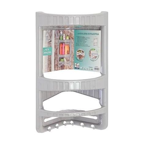 Angoliera per Doccia 3 Ripiani in Plastica Linea Ankora - Colore: Grigio