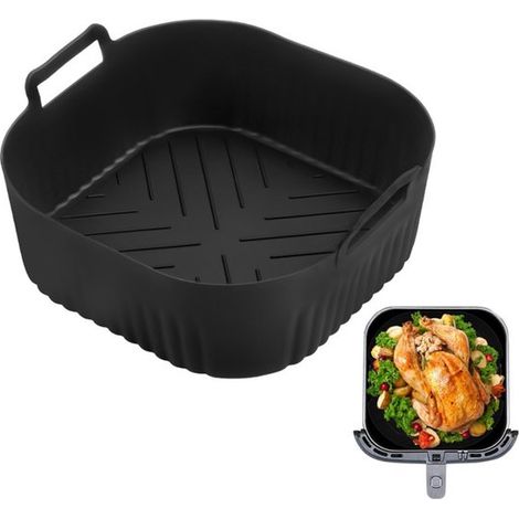 Bandeja para hornear，insertos de silicona para freidora de aire，apto para Philips Airfryer Serie 2000 NA229/00，20 x 7,5 cm，Negro