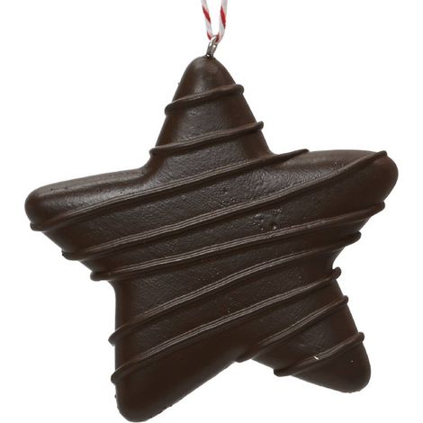 Weihnachtsanhänger Plätzchen Stern mit Schokolade überzogen - Polyresin