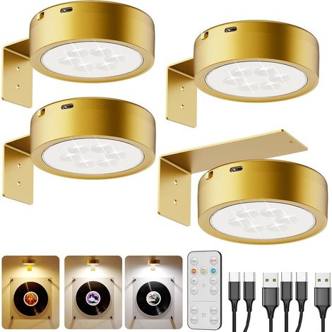 Eclairage Tableau LED Sans Fil, Dore 2600mAh Lampe Murale Rechargeable USB Applique Intérieure Télécommande Eclairage Tableau Pile Spot LED Autocollant Appliques pour Tableaux et Vitrines Armoire (1/5)