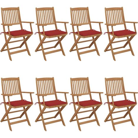 Klappbare Gartenstühle 8 Stk. mit Kissen Massivholz Akazie (1/5)
