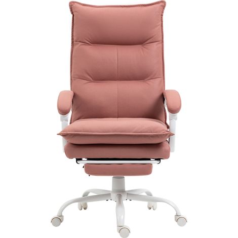 Fauteuil de bureau massant chauffant, hauteur réglable, dossier inclinable, 66x74x121,5cm rose (1/5)