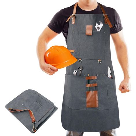 Tablier de Soudeur, 8 Poches, Tablier En Toile pour Le Travail Du Bois, Tablier Imperméable pour Le Travail Du Bois, Pour Le Barbecue, La Cuisine, Le Jardinage Et Le Soudage