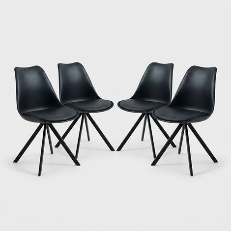 Juego de 4 sillas diseño contemporáneo de polipropileno y eco cuero Smart Slim - Negro (1/5)