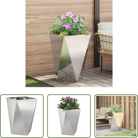 Terrassenpflanzer - Pflanzkübel Silber 50 x 50 x 75 cm Edelstahl (1/5)