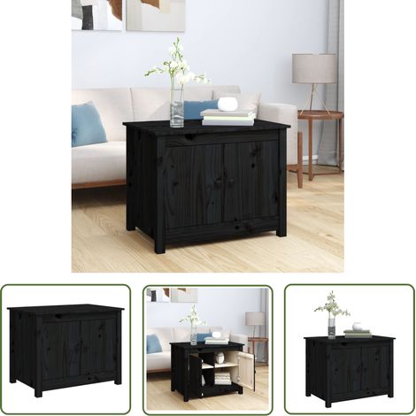 The Living Store Table basse Noir 71x49x55 cm Bois massif de pin - Table Basse - Meuble TV - Table D'appoint - Table Ronde - Table Design (1/5)