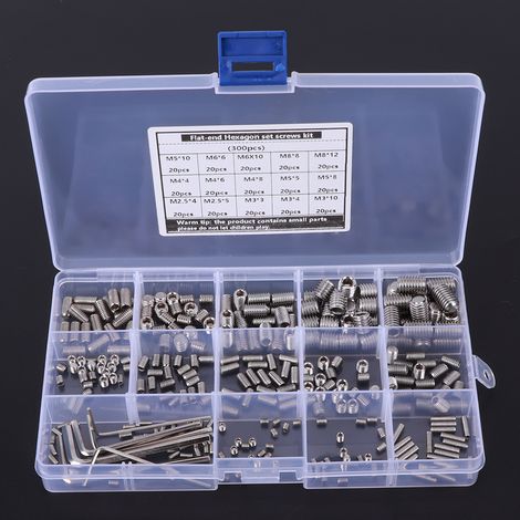 300-teiliges Sechskant-Gewindestift-Set, Kombinationsbox, Edelstahl 304, mit 6 Schraubenschlüsseln (1/5)