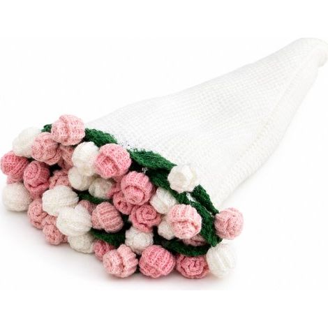 Couverture rose 2-en-1 avec motif bouquet de fleurs au crochet, faite à la main avec 22 roses, douce et décorative, 60 x 60 cm, cadeau pour fête des mères, Saint-Valentin et anniversaire (1/5)